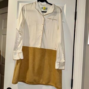 Tuckernuck Delfina Camel Faux Suede Shirtdress